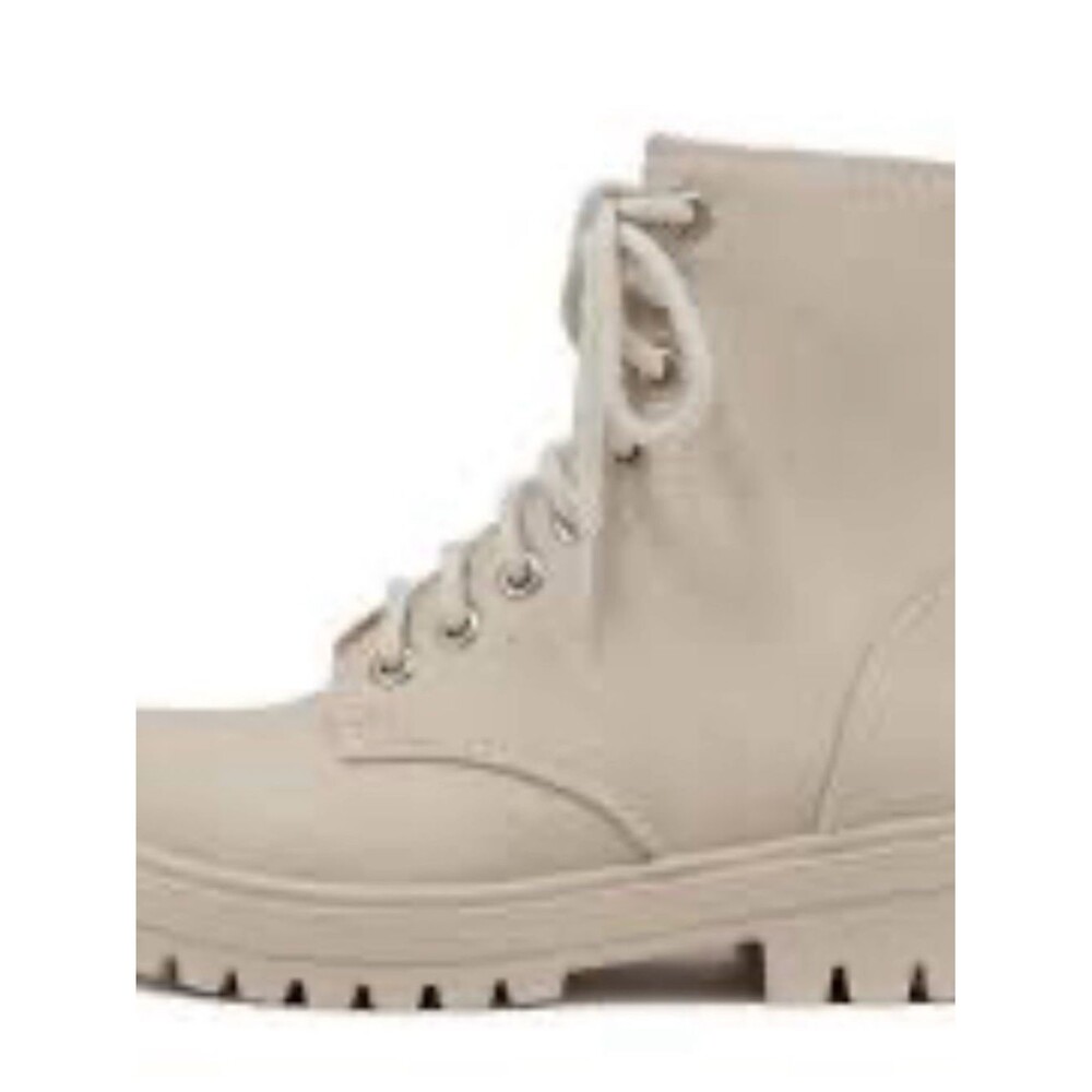 Soda Lace-Up Combat Boots in Beige